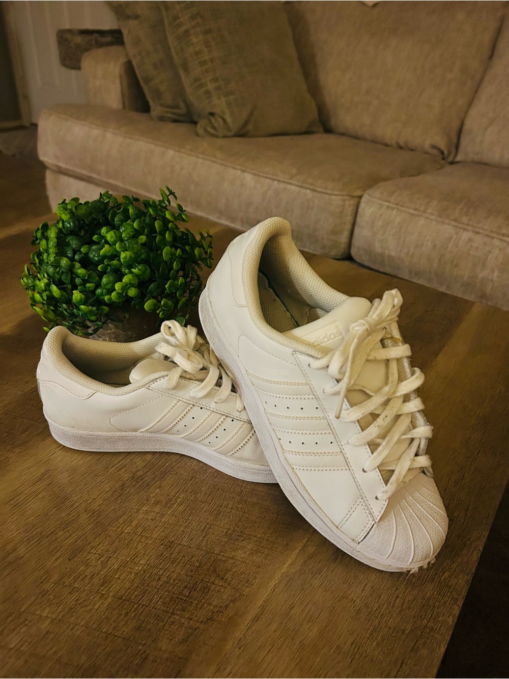 Adidas White Women's Classic Shell-Toe Sneakers -